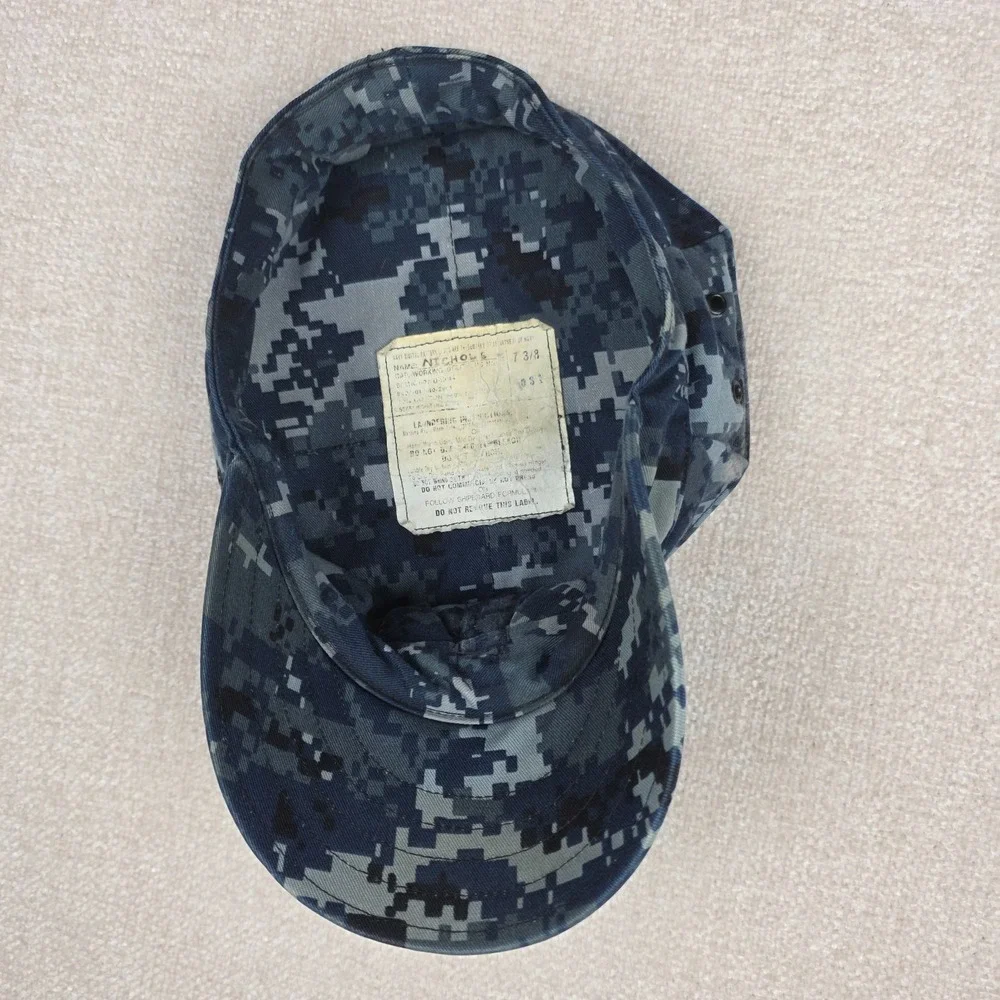 US‎ Navy Blue Digital Camo 8 Point Utility Hat Cap Size 7 3/8 Military Ensign